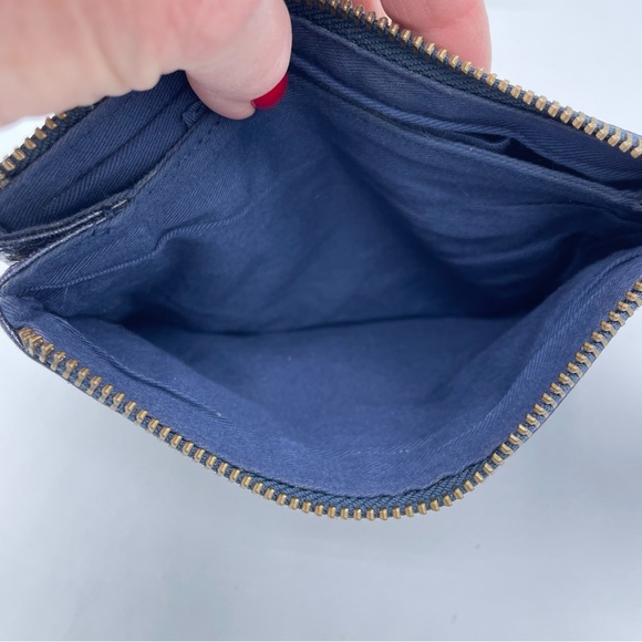 Anthropologie Metallic Leather Clutch Wristlet OS Blue - Picture 7 of 16